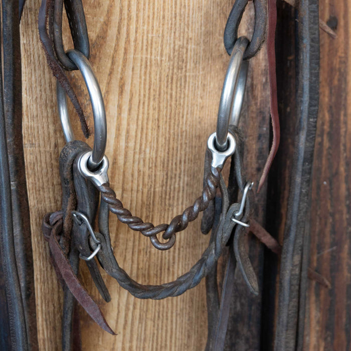Dennis Moreland O-Ring Twisted Wire Snaffle Bridle Rig w/Browband Headstall