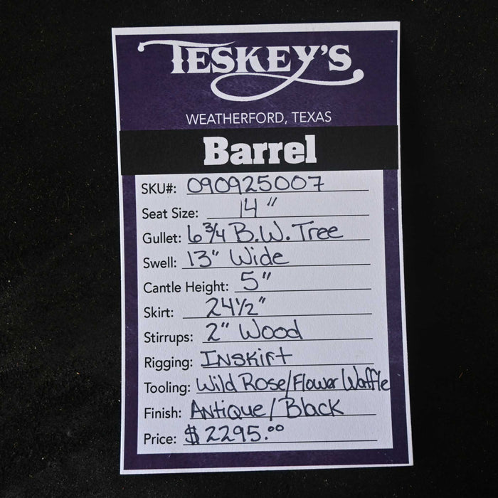 14" TESKEY'S BARREL SADDLE Saddles - New Teskey's Saddlery