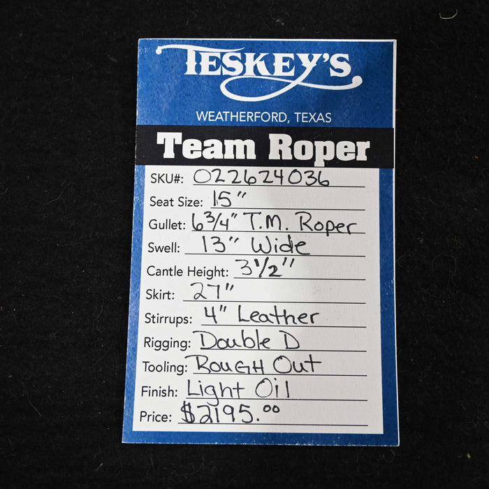 15" TESKEY'S PRO TEAM ROPING SADDLE Saddles - New Teskey's Saddlery