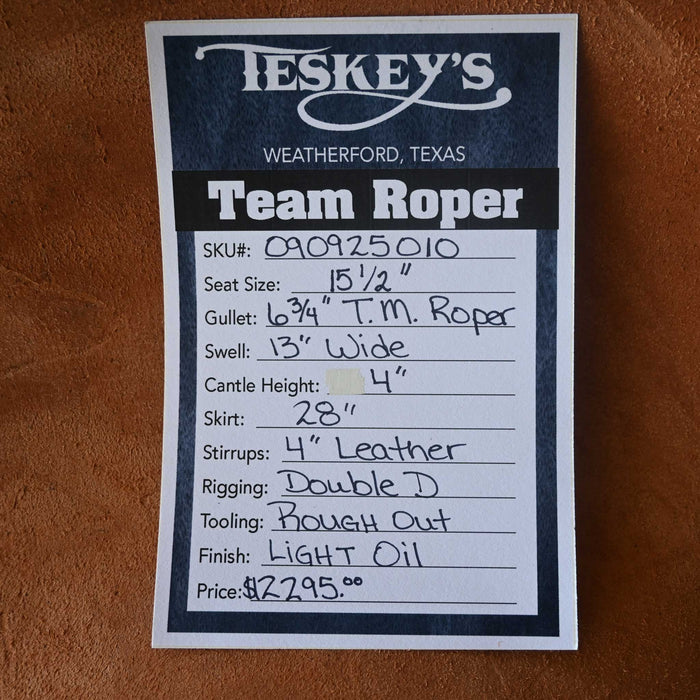 15.5" TESKEY'S TEAM ROPING SADDLE Saddles - New Teskey's Saddlery