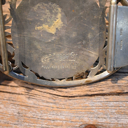 Vintage Hand engraved VOGT Belt Buckle w/Brass Rider Collectibles Vogt Silversmiths