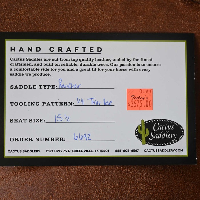 15.5" CACTUS RANCH SADDLE Saddles - New CACTUS SADDLERY
