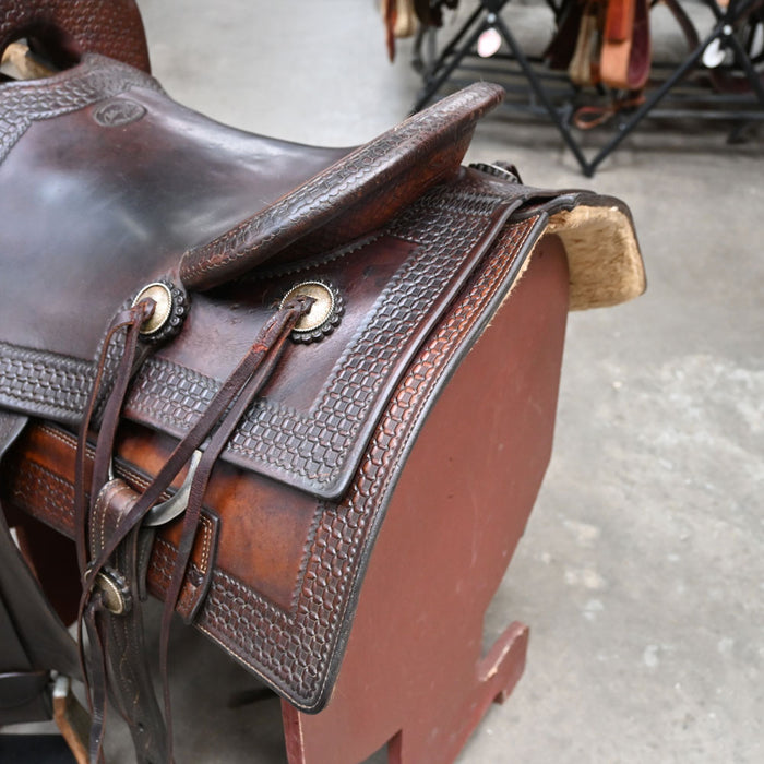 16.5" USED CALVIN ALLEN RANCH CUTTER SADDLE Saddles - Used Calvin Allen