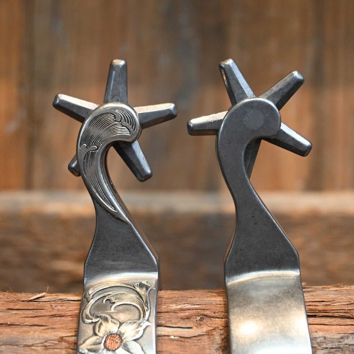 Brandon Anthony Silver Mounted 5pt. Spurs