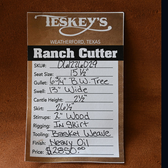 15.5" TESKEY'S PRO CUTTER RANCH CUTTER SADDLE