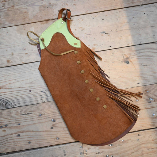 Kid's 22" Stepthrough Chaps - Select Chap Color Tack - Chaps & Chinks Misc Brown/Lime Green
