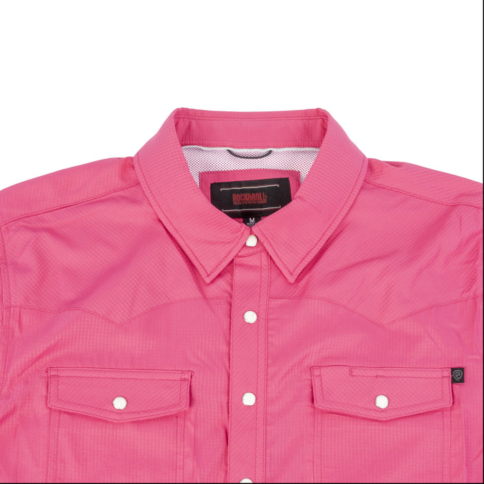 Rock & Roll Denim Men's Tek Ripstop Pearl Snap Shirt - Hot Pink MEN - Clothing - Shirts - Short Sleeve Panhandle