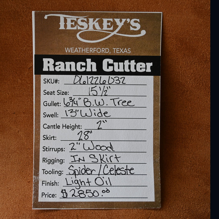 15.5" TESKEY'S PRO CUTTER RANCH CUTTER SADDLE