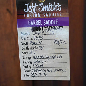 13.5" JEFF SMITH BARREL SADDLE Saddles Jeff Smith   