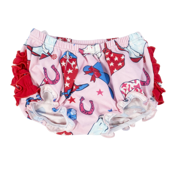 Ruffle Butts Pink Stars & Boots Top Bloomer Set KIDS - Girls - Clothing - Short Sets Ruffle Butts/Rugged Butts