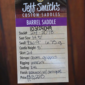 14.5" JEFF SMITH BARREL SADDLE Saddles Jeff Smith   