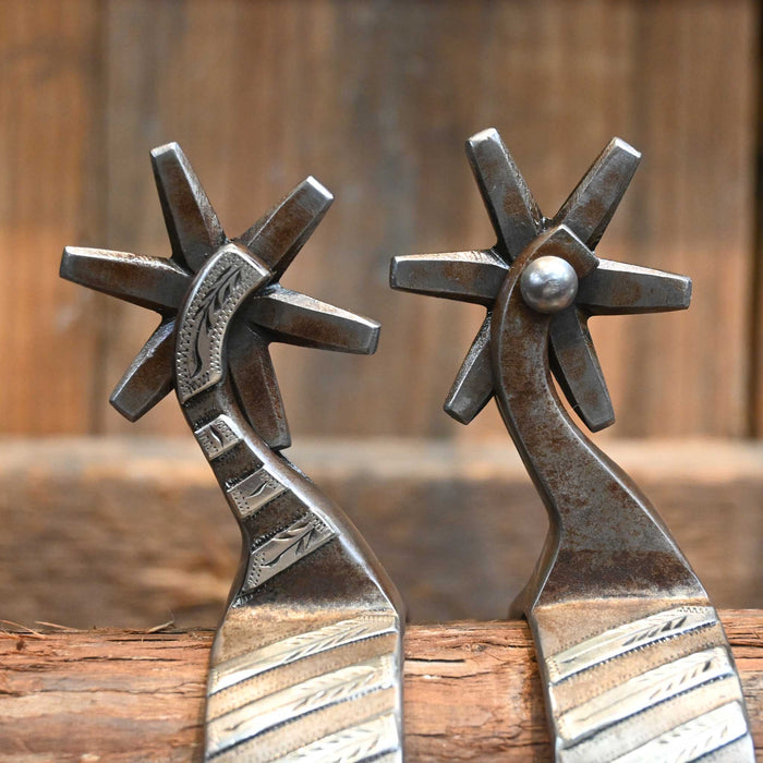 David Farkas Silver Mounted 6pt. Spurs