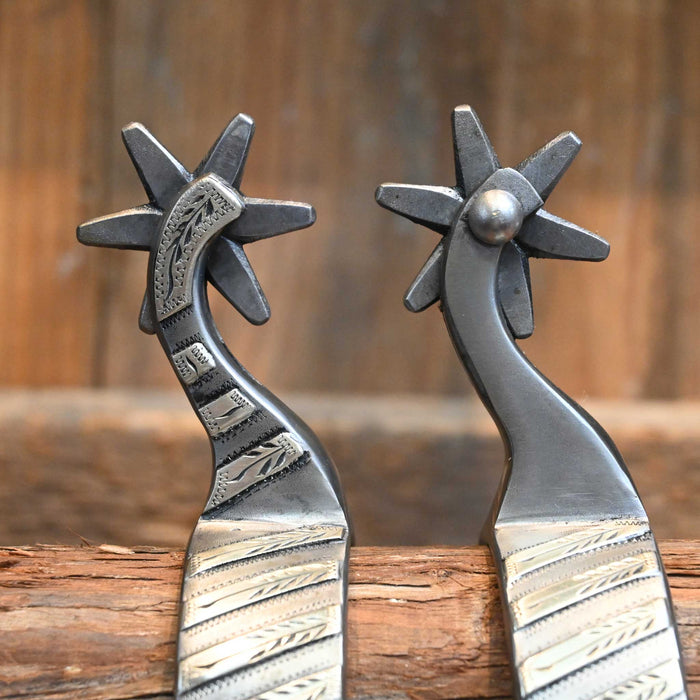 David Farkas Silver Mounted 6pt. Spurs