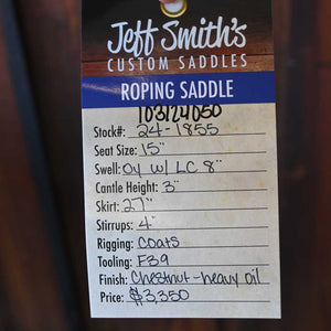 15" JEFF SMITH ROPING SADDLE Saddles Jeff Smith   