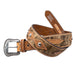 Nocona Men's Floral Cowhide Diamond Inlay Tan Belt MEN - Accessories - Belts & Suspenders M&F Western Products