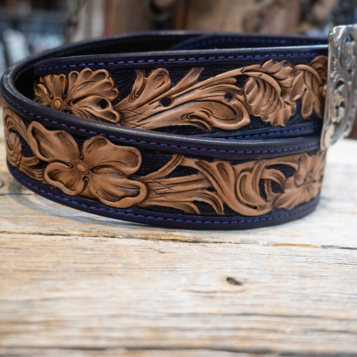 30" Randall Top Shelf Western Belt - Purple Stitch