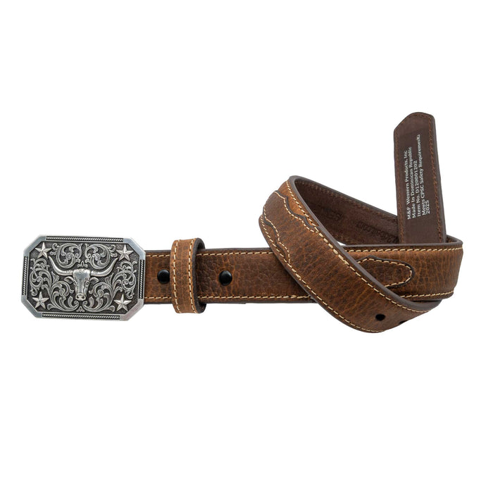 Ariat Boy's 1 1/4" Brown Longhorn Buckle Belt KIDS - Accessories - Belts M&F Western Products