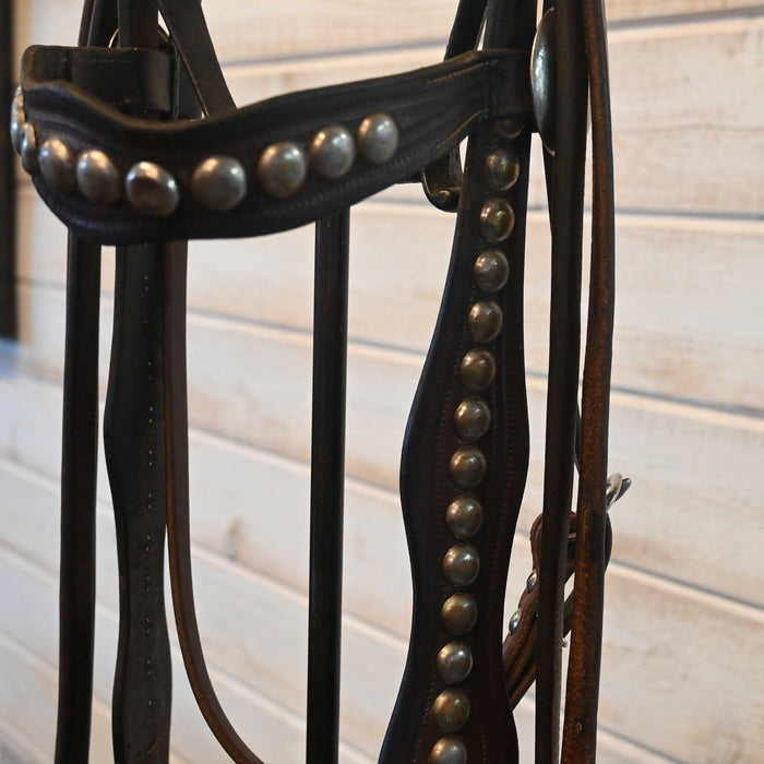 Vintage early 1900's Nickel Plate Studs Bridle Rig & Bit Collectibles MISC