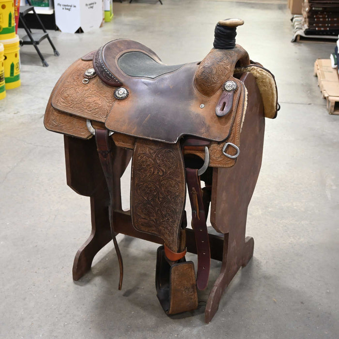 14" USED TRENT WARD PLATINUM SERIES TEAM ROPING SADDLE