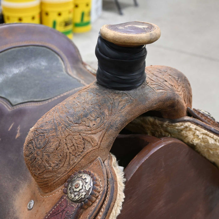 14" USED TRENT WARD PLATINUM SERIES TEAM ROPING SADDLE