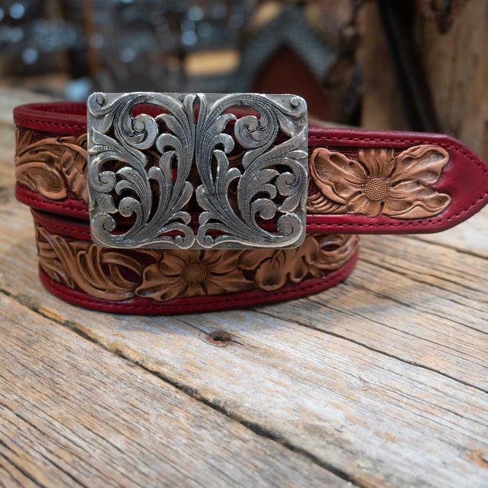 28" Randall Top Shelf Western Belt - Red Accents
