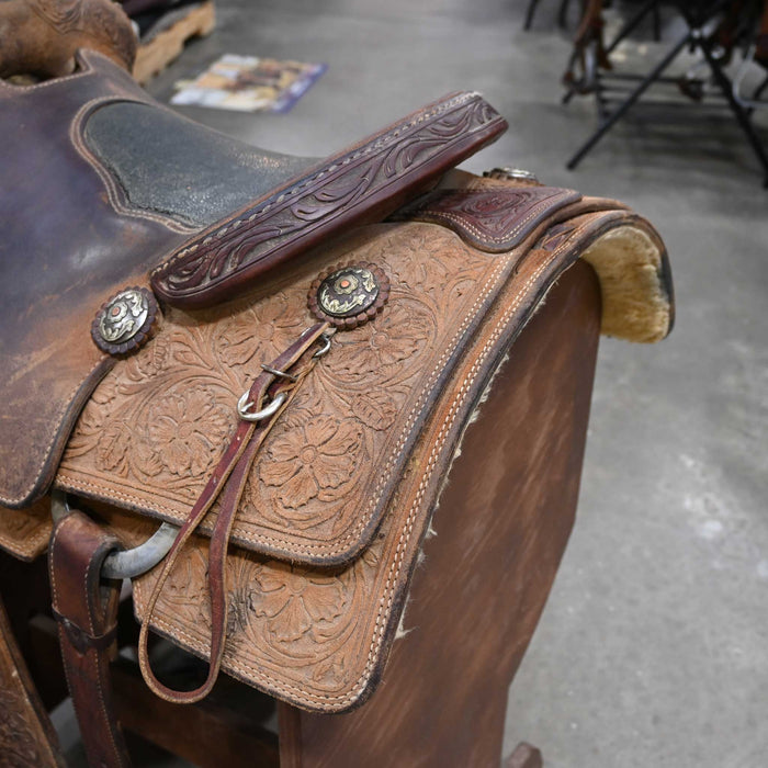 14" USED TRENT WARD PLATINUM SERIES TEAM ROPING SADDLE