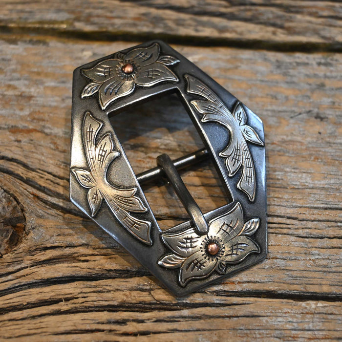 Kerry Kelley Floral Silver Mounted 3/4" Buckle