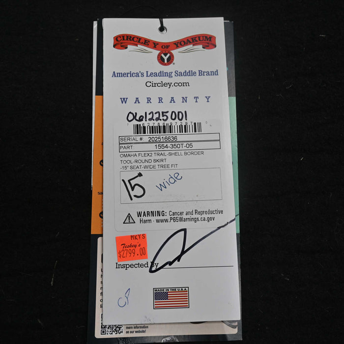 15" CIRCLE Y OMAHA FLEX2 TRAIL Saddles - New Circle Y Saddlery
