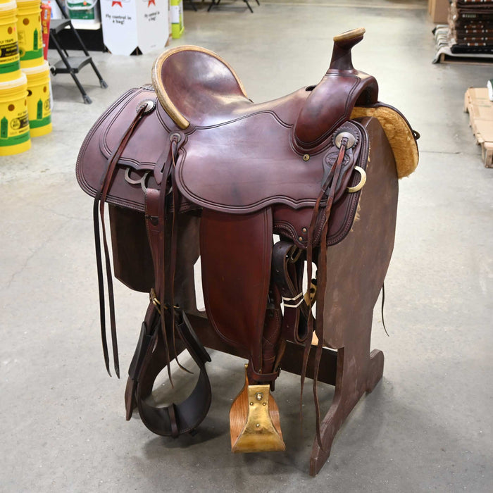 15.5" USED CATCH PEN TEAM ROPING SADDLE