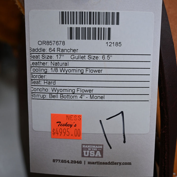 17" MARTIN RANCH SADDLE Saddles - New Martin Saddlery