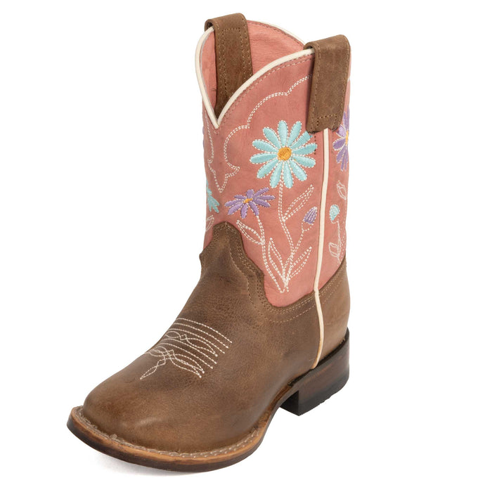 Roper Girl's Square Toe Cowgirl Daisy Brown Western Boot