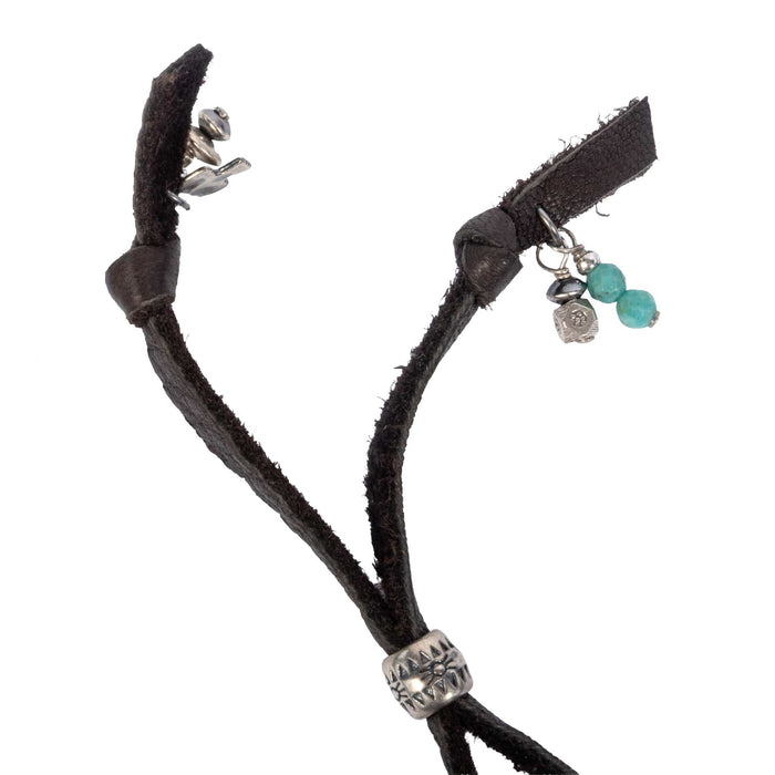 Peyote Bird Silver Heart On Leather Necklace WOMEN - Accessories - Jewelry - Necklaces Peyote Bird Designs