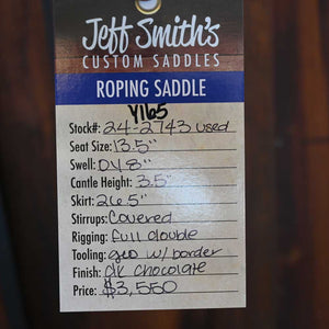 13.5" USED JEFF SMITH ROPING SADDLE Saddles Jeff Smith   