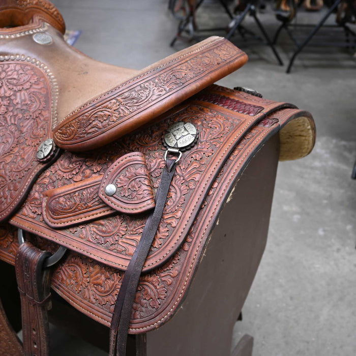 14.5"USED TROPHY TACK TEAM ROPING SADDLE