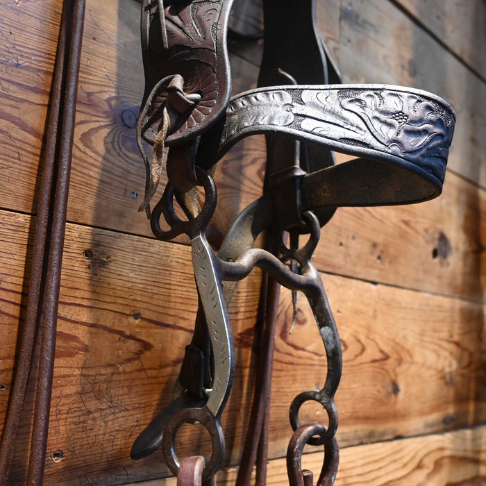 Vintage Fully Tooled with a Silver MountedCrockett Bit & Rossettes