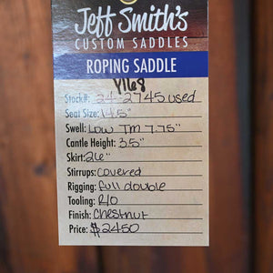 14.5' USED JEFF SMITH ROPING SADDLE Saddles Jeff Smith   