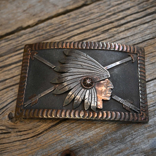 Leather Chief Indian Head Dress Belt Buckle ACCESSORIES - Additional Accessories - Buckles Leather Chief