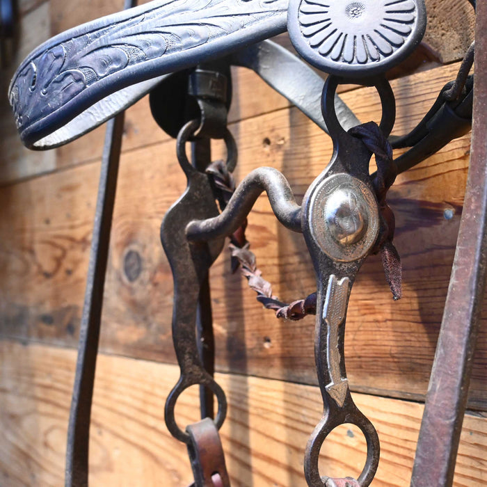 Vintage Bridle with Brass & Silver Accent w/ an Crockett Bit