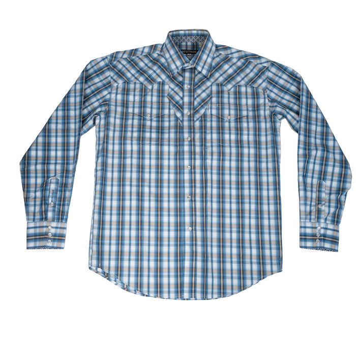 Stetson Men's Vintage Plaid Blue Snap Shirt MEN - Clothing - Shirts - Long Sleeve Stetson