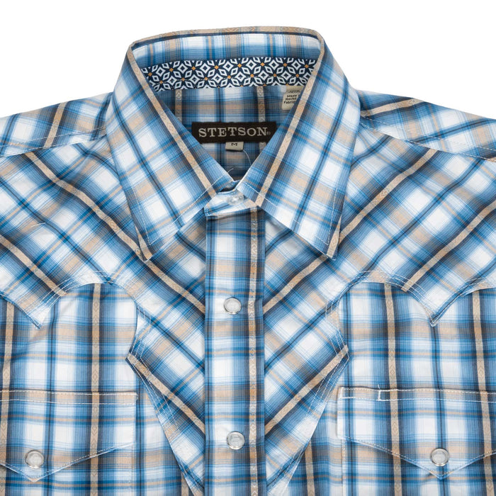 Stetson Men's Vintage Plaid Blue Snap Shirt MEN - Clothing - Shirts - Long Sleeve Stetson