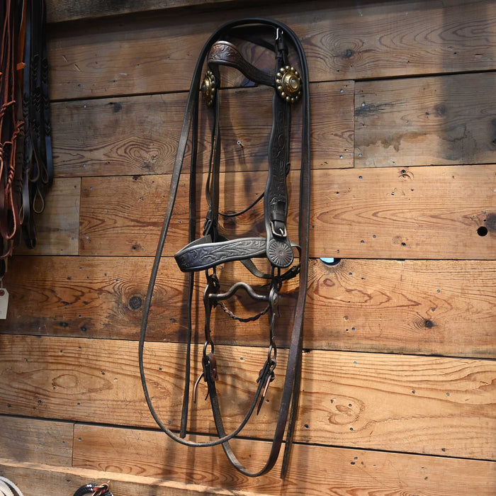 Vintage Bridle with Brass & Silver Accent w/ an Crockett Bit