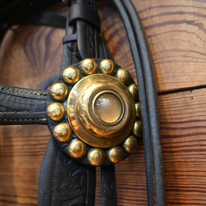 Vintage Bridle with Brass & Silver Accent w/ an Crockett Bit
