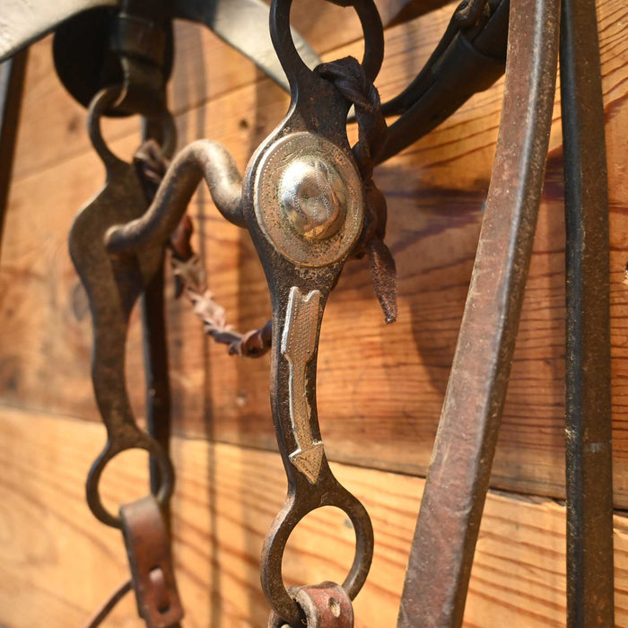 Vintage Bridle with Brass & Silver Accent w/ an Crockett Bit