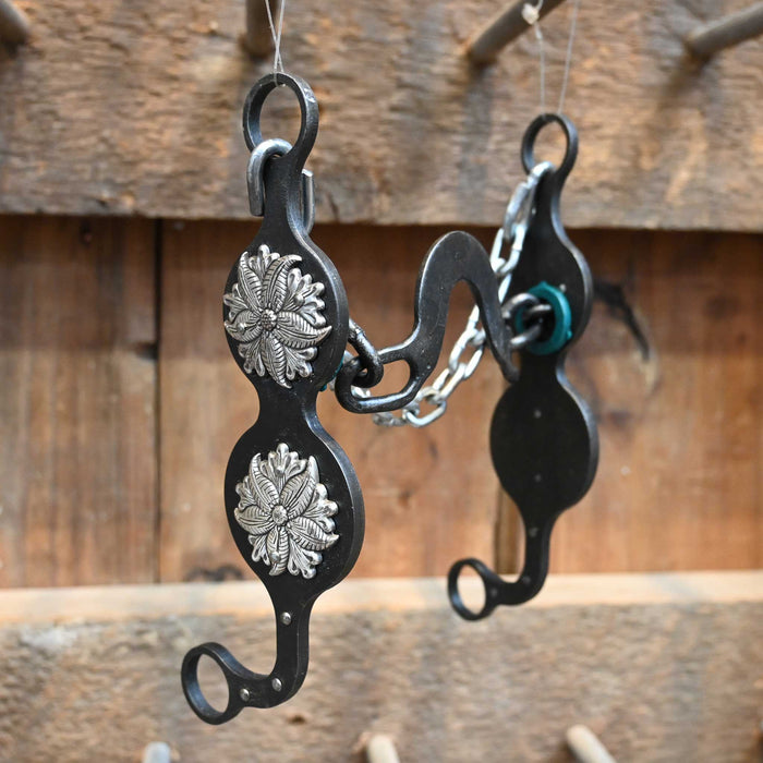 Paul Petska Washer Ported Chain Bit w/ Silver Floral Conchos