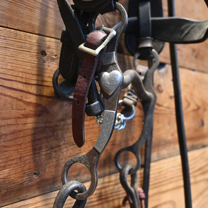 Vintage Tooled with Original Silver Conchos and a Crockett Silver Mounted Bit Collectibles MISC
