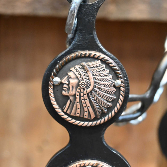 Paul Petska Ported Chain Bit w/ Copper Indian Chief Conchos