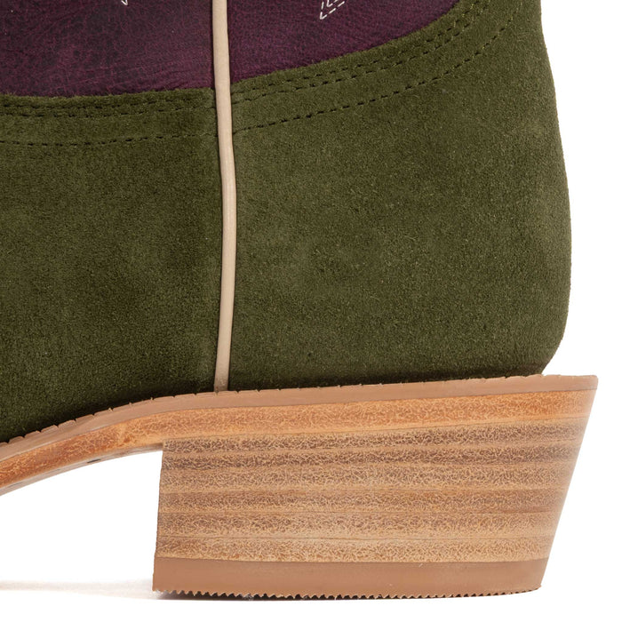 R. Watson Women's Square Toe Forest Green Roughout Western Boot