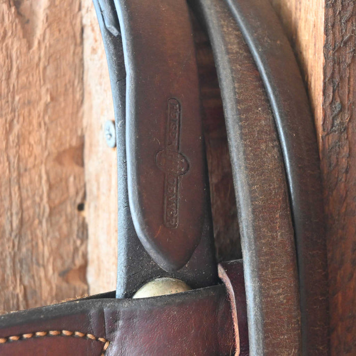 Vintage 1920's Heiser Headstall with Studs & Silver Mounted Bit Set