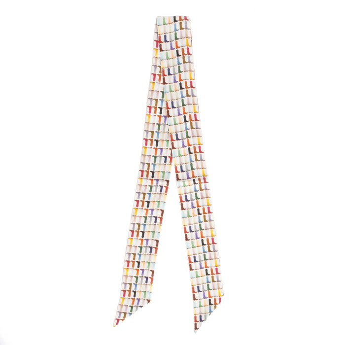 Silk Rainbow Boots Frilly Scarf