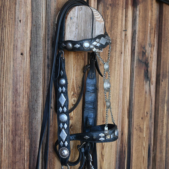 Beautiful Vintage Nickel Silver Parade Bridle set with Dormer & silver mounted bit